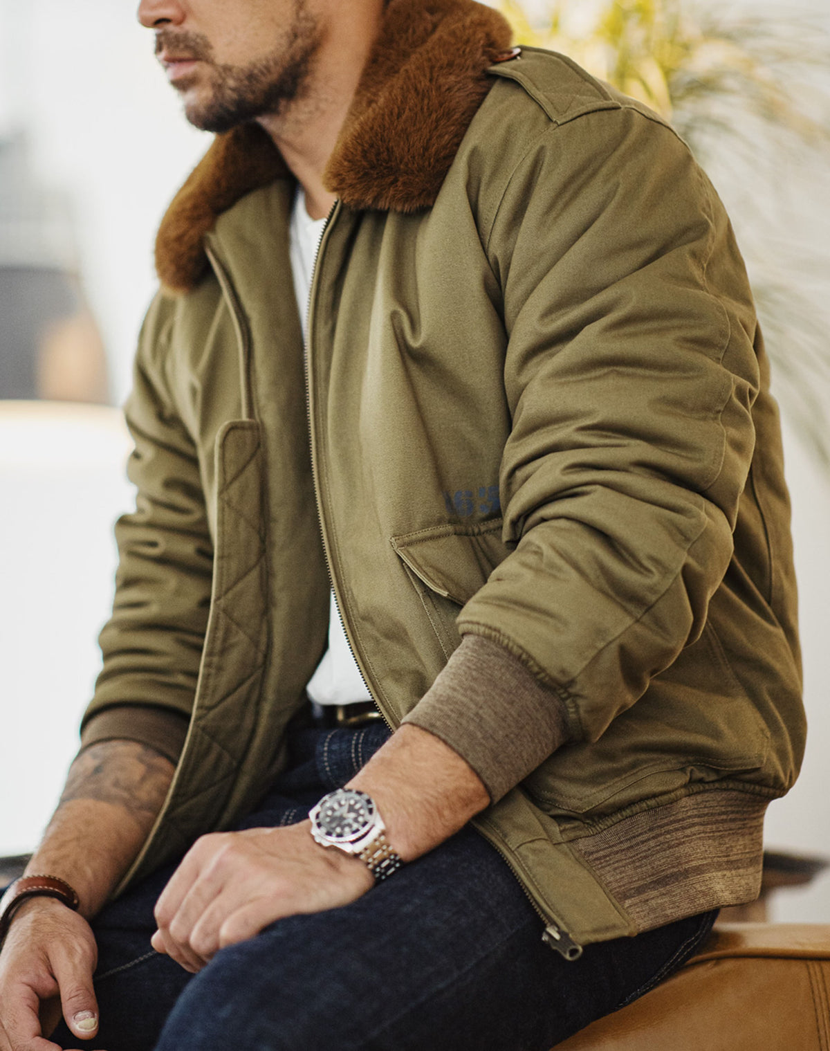 American Retro B10 Bomber Cotton Fur Collar Flight Men's Jacket - Harmony Gallery