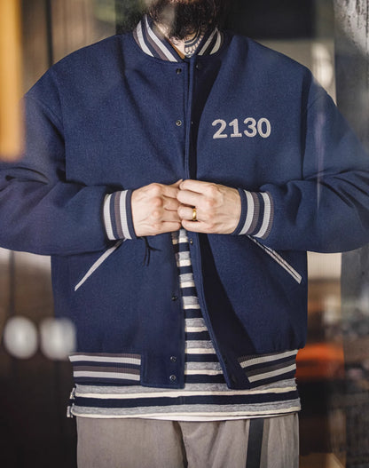 American Retro Woolen Baseball Letter Embroidered Men's Jacket - Harmony Gallery