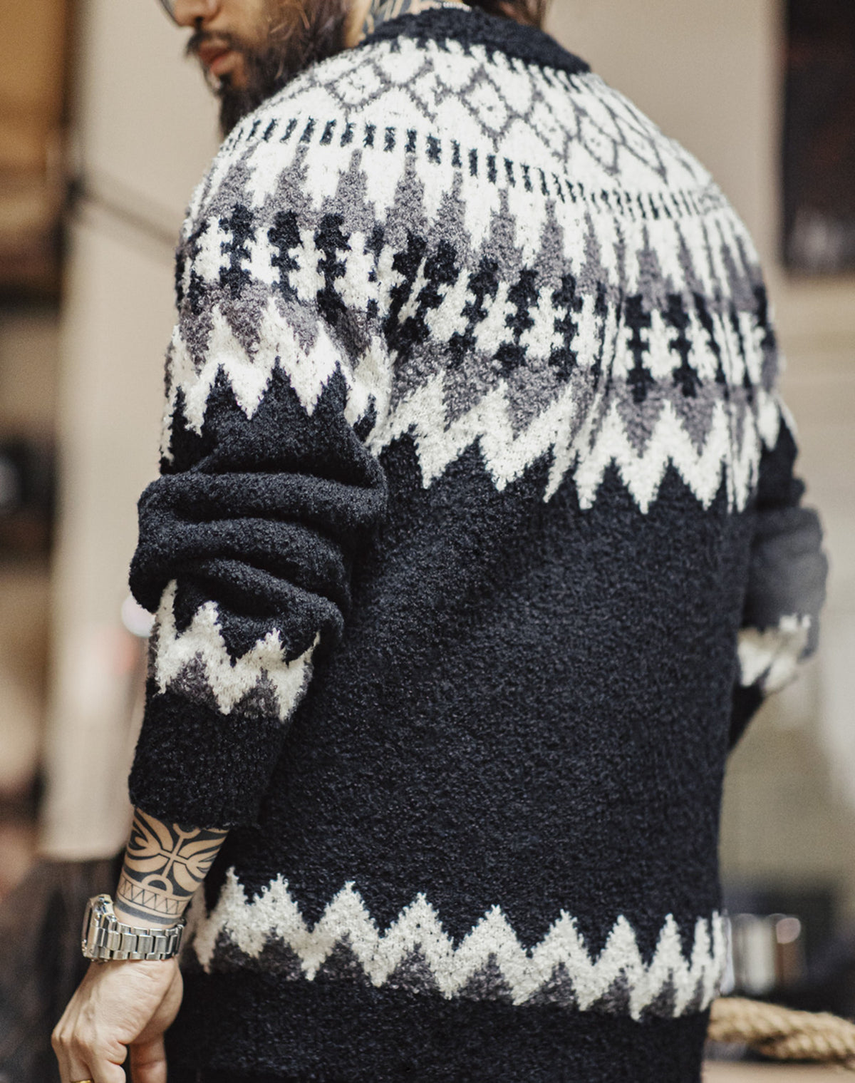 American Retro Heavyweight Icelandic Fair Isle Men's Sweater - Harmony Gallery