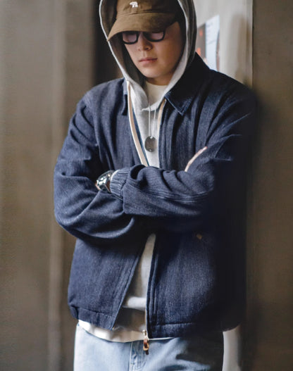 American Workwear Retro Denim Boxy Coach Men's Jacket - Harmony Gallery