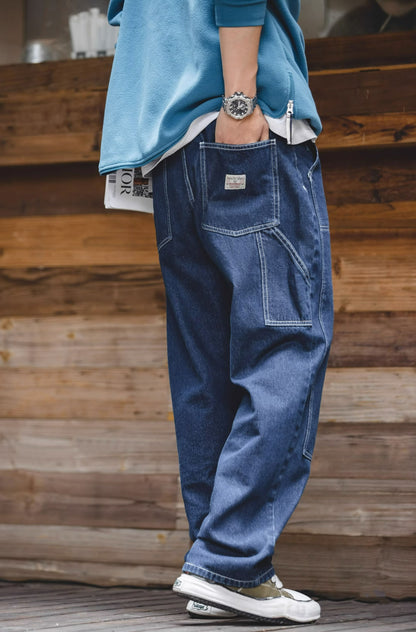American Retro Workwear Lumberjack Washed Denim Men's Jeans - Harmony Gallery