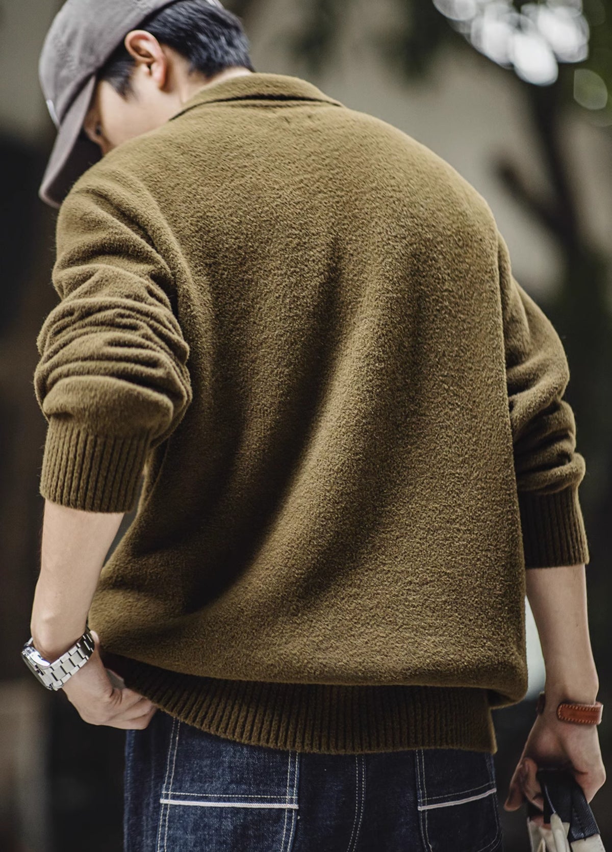 American Retro Arctic Velvet Polo Half-Cardigan Men's Sweater - Harmony Gallery