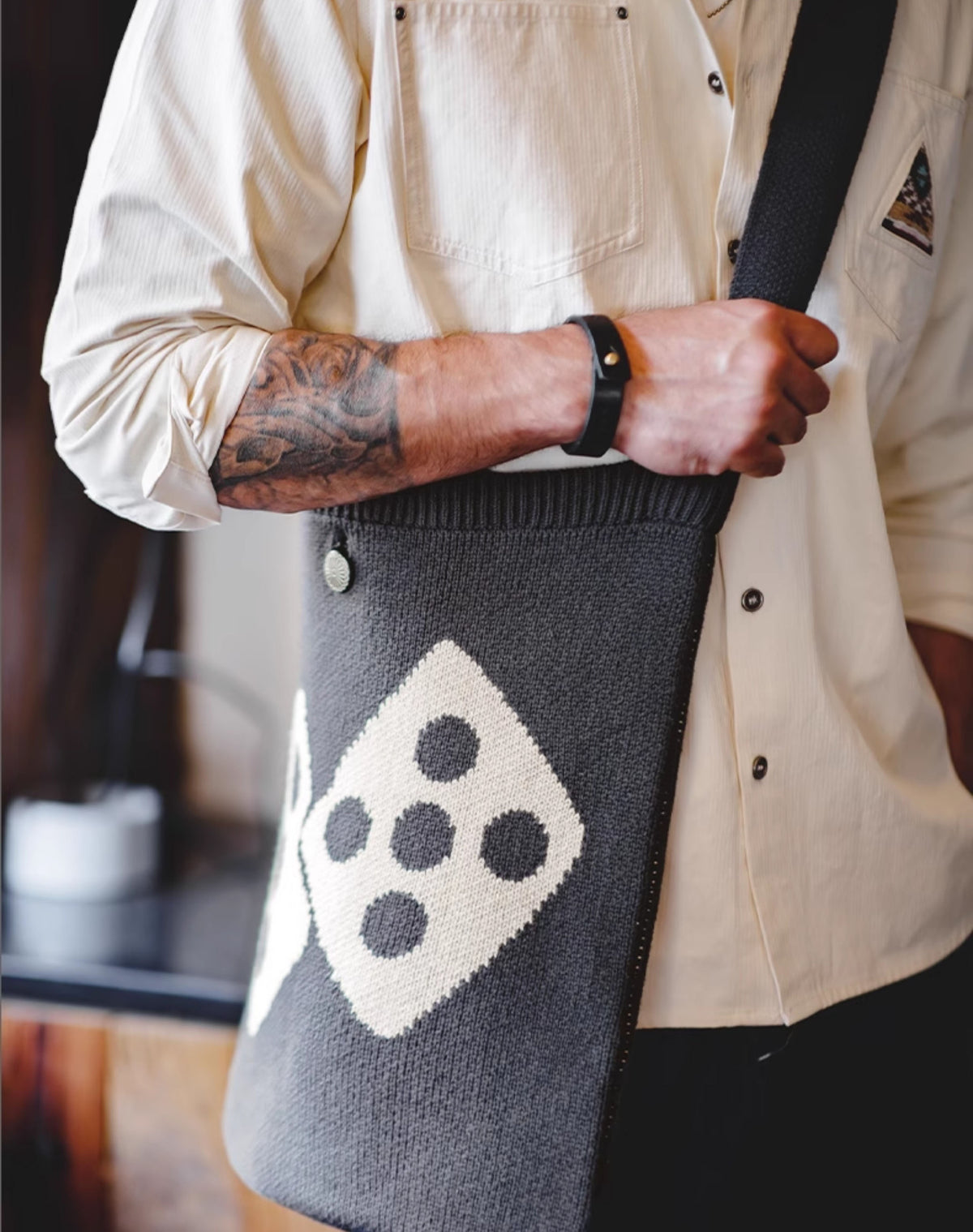 Workwear Lucky Dice Knitted Contrast Color Wool Men's Bag - Harmony Gallery