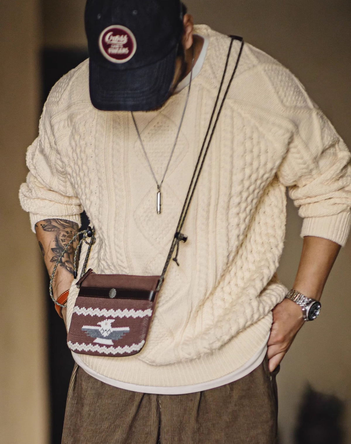 American Retro Cable Alain Fisherman Braided Twist Men's Sweater - Harmony Gallery