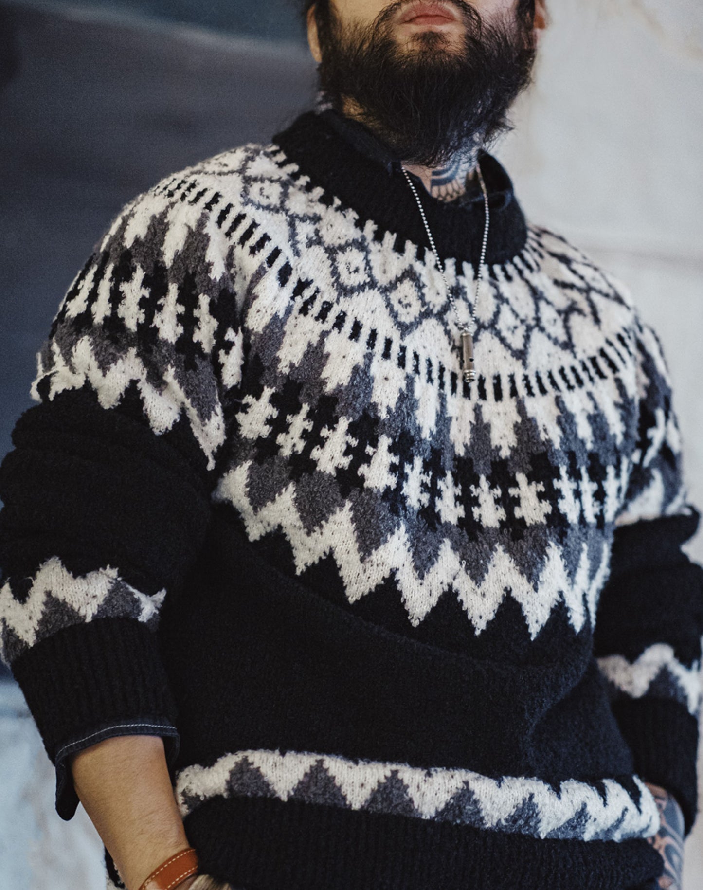 American Retro Heavyweight Icelandic Fair Isle Men's Sweater - Harmony Gallery