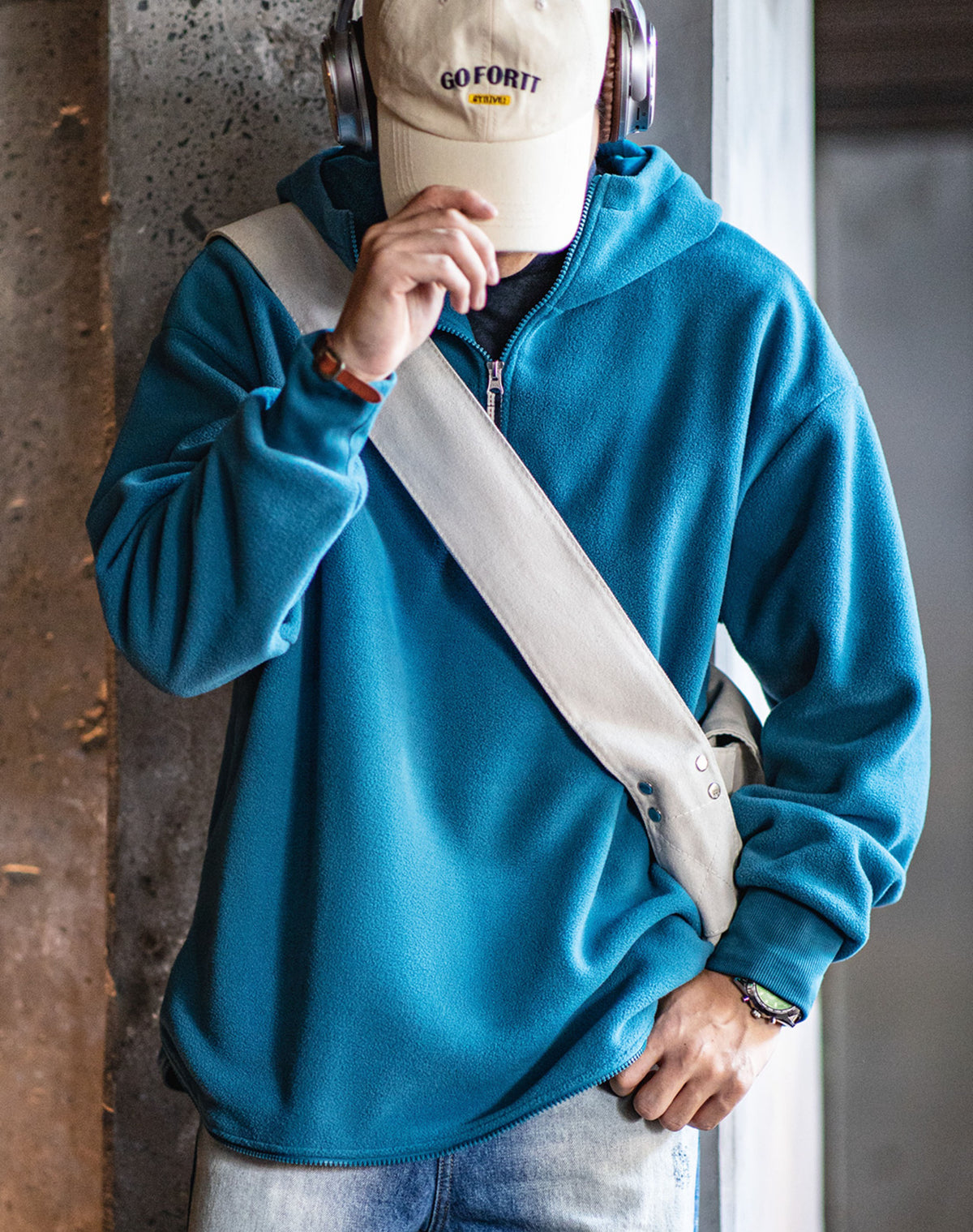 American Double-Sided Polar Fleece Half-Zip Velvet Men's Sweater - Harmony Gallery