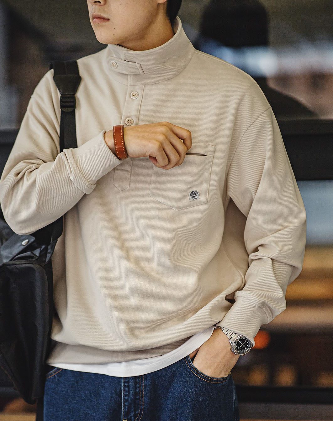 American Polo Half-Front Collar Lazy Knitted Men's Sweater - Harmony Gallery