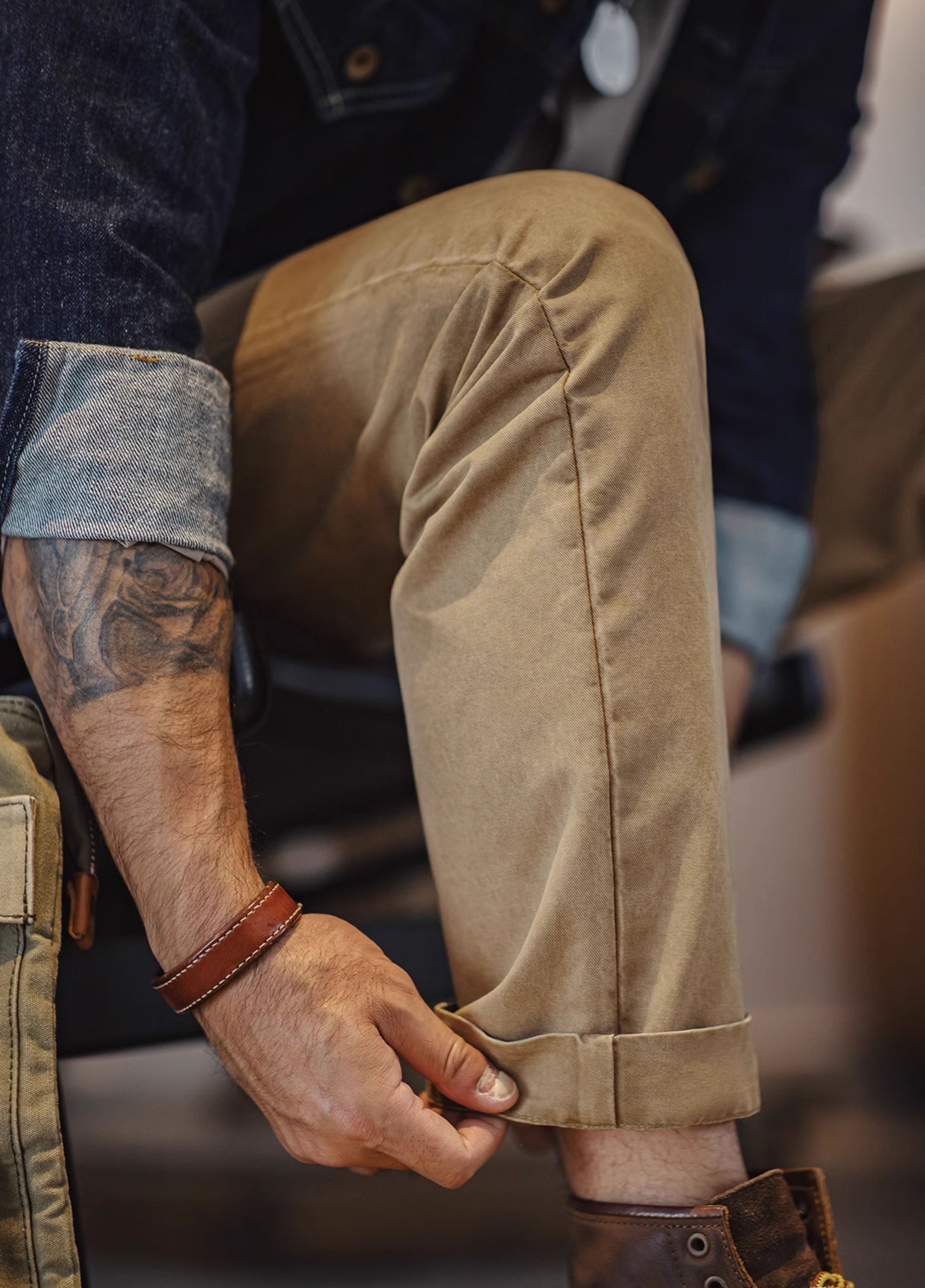 American Retro Casual Workwear Heavyweight Slim Men's Trousers - Harmony Gallery