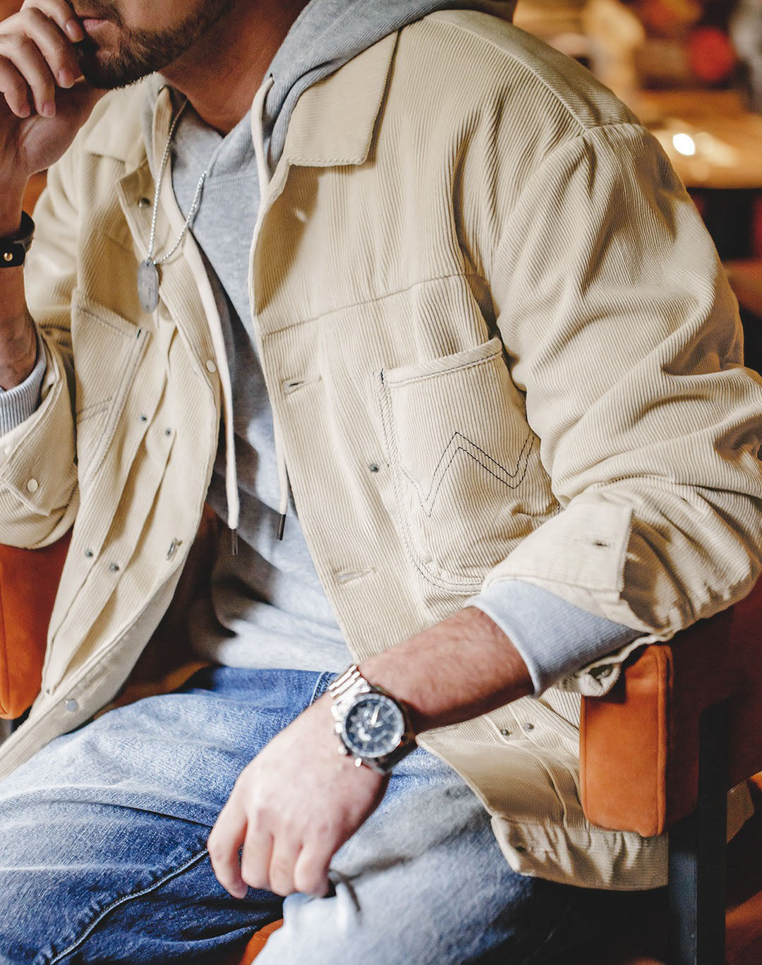 American Retro Workwear Corduroy Generation Lapel Men's Jacket - Harmony Gallery