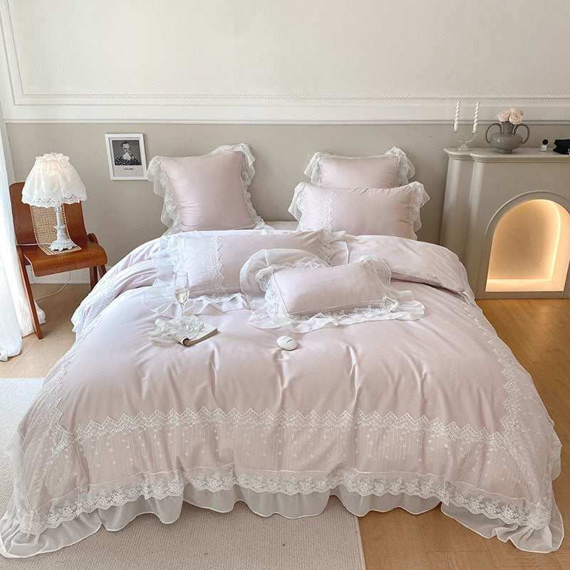 French Princess High-End Seven-Piece Pure Cotton Lace Bed Set - Harmony Gallery