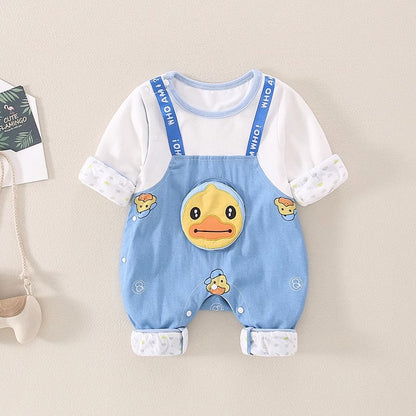 Cute Cartoon Long-Sleeved Spring and Autumn Full Moon Baby Boy's Romper - Harmony Gallery