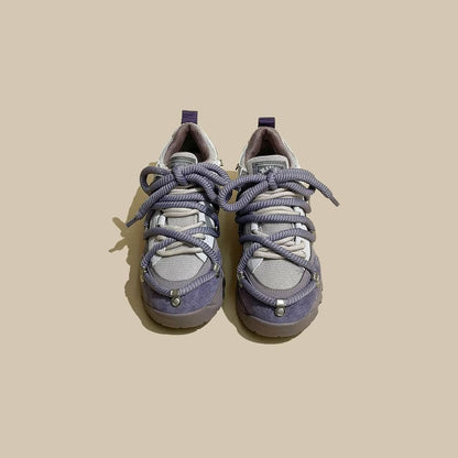 American Strappy Thick-Soled Leather Color-Blocking Sports Women's Shoes - Harmony Gallery