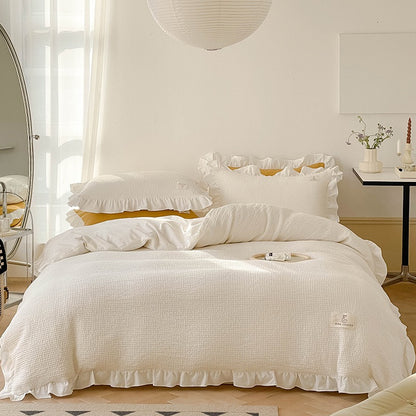 Princess Waffle Four-Piece Pure Cotton Soft Ruffle Bed Set - Harmony Gallery