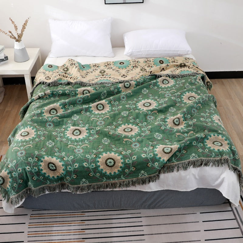 Pure Cotton Summer Air-Conditioning Floral Coverlet - Harmony Gallery