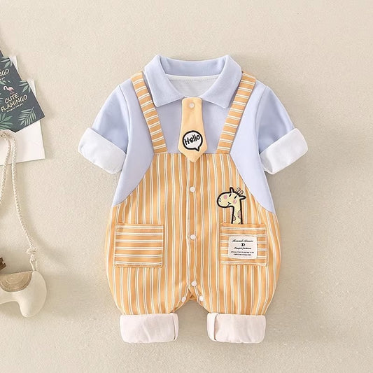 Long-Sleeved Cartoon Full Moon Spring and Autumn Baby Boy's Romper - Harmony Gallery