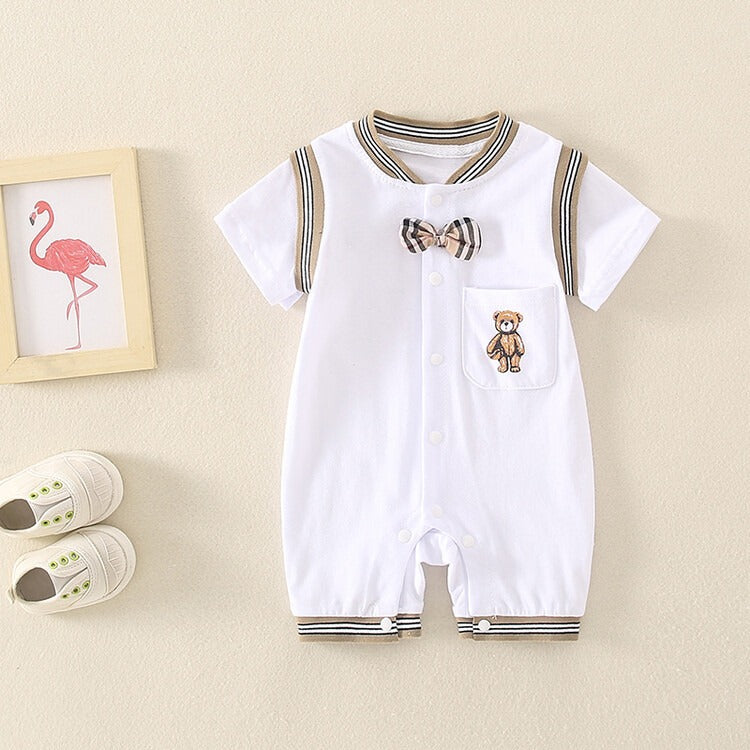 Summer Newborn Cartoon Full Moon Short-Sleeved Baby Boy's Romper - Harmony Gallery