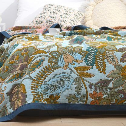 Six-Layer Pure Cotton Summer Cool Floral Coverlet - Harmony Gallery