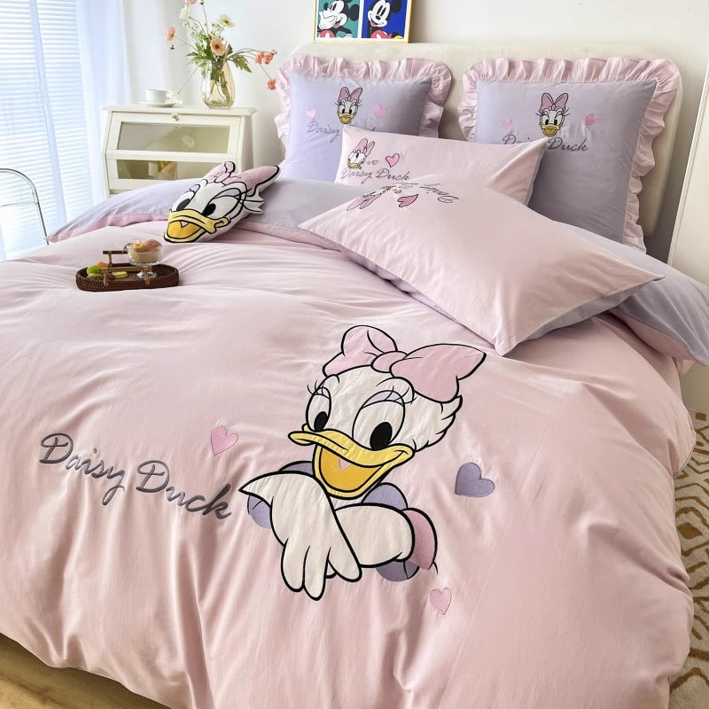 Cute Bow Daisy Donald Duck Cotton Four-Piece Bed Set - Harmony Gallery