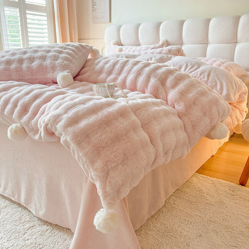 Princess Fairy Rabbit Double-Sided Plush Velvet Winter Four-Piece Bed Set - Harmony Gallery
