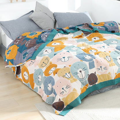 Six-layer Pure Cotton Summer Cool Ugly Cat Coverlet - Harmony Gallery