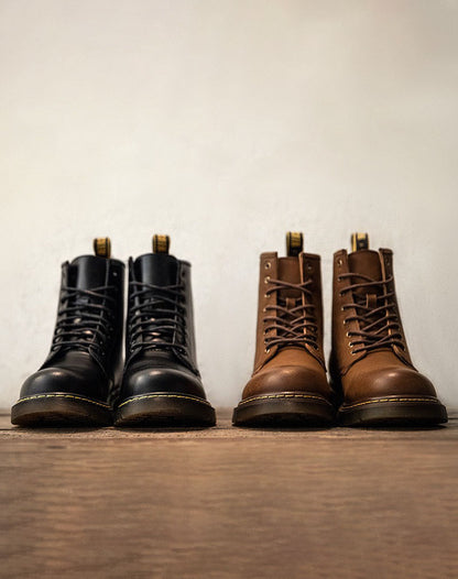 British Retro High-Top Leather motorcycle Versatile Martin Men's Boot - Harmony Gallery