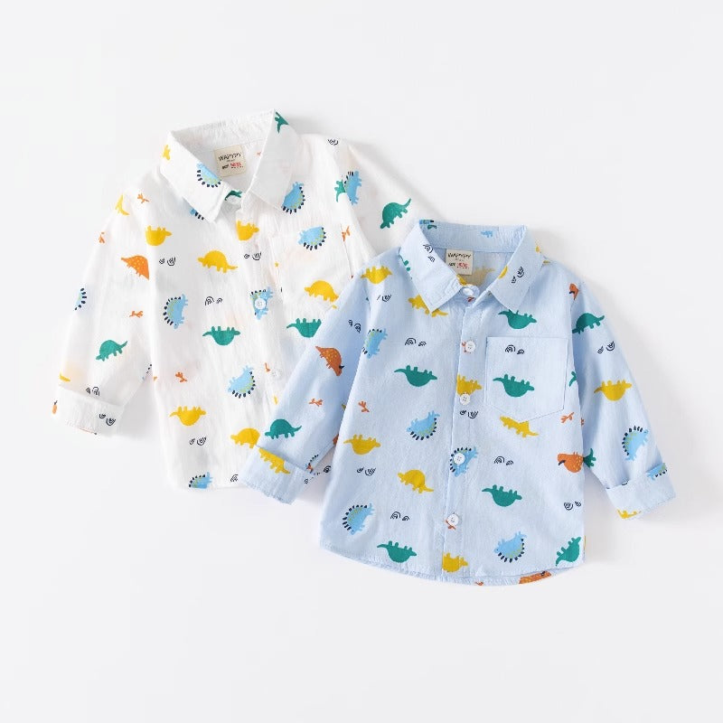 Long-Sleeved Spring Cartoon Printed Casual Trendy Baby Boy's Shirts - Harmony Gallery