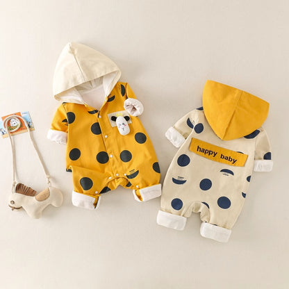 Spring Long-Sleeved Hooded Full Moon Baby Boy's Romper - Harmony Gallery