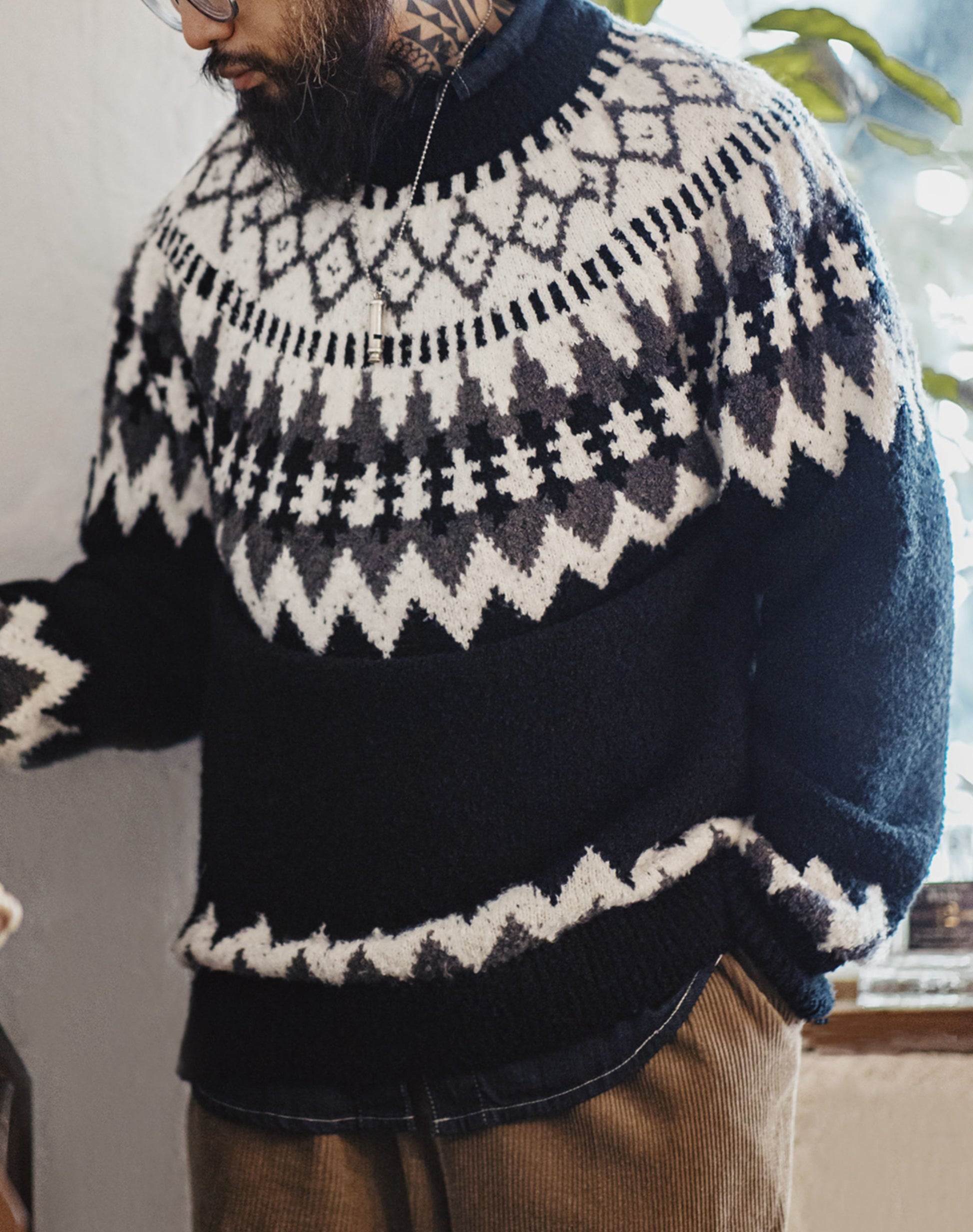 American Retro Heavyweight Icelandic Fair Isle Men's Sweater - Harmony Gallery
