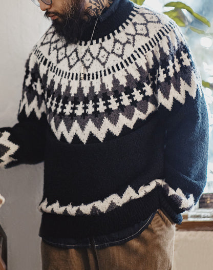 American Retro Heavyweight Icelandic Fair Isle Men's Sweater - Harmony Gallery