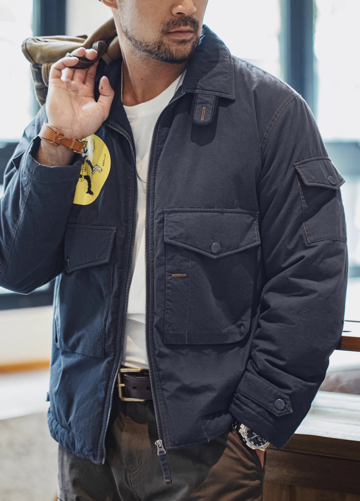 American Retro Black Cat Pilot Military Warm Winter Men's Jacket - Harmony Gallery