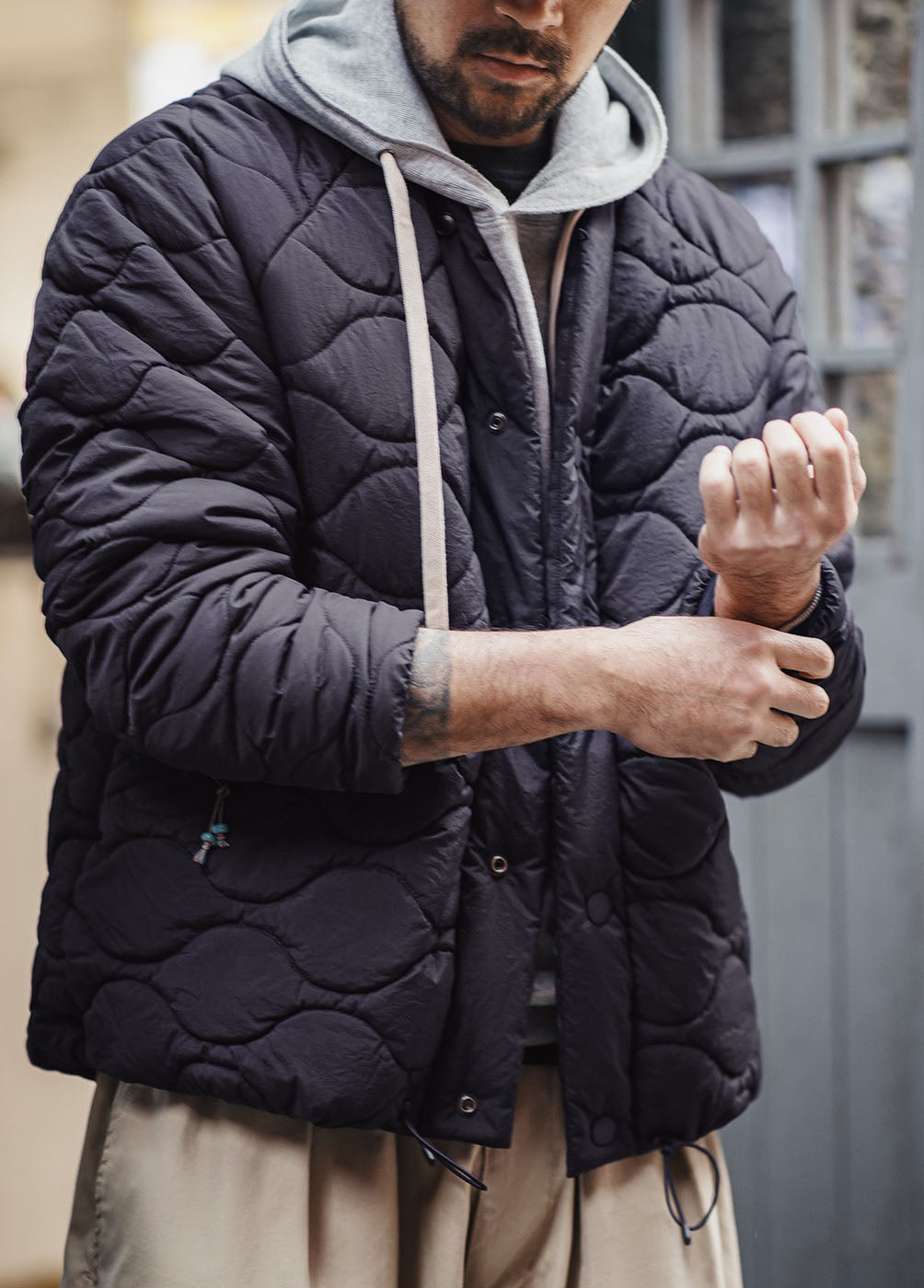 American Retro Cotton Hooded Detachable V-neck Warm Men's Jacket - Harmony Gallery