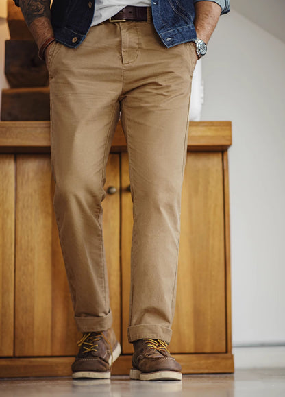 American Retro Casual Workwear Heavyweight Slim Men's Trousers - Harmony Gallery
