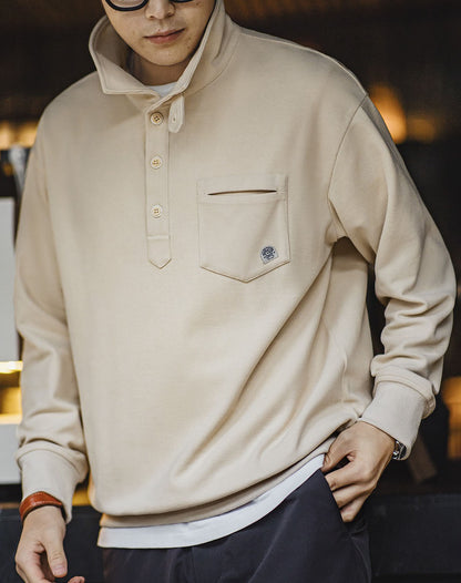 American Polo Half-Front Collar Lazy Knitted Men's Sweater - Harmony Gallery