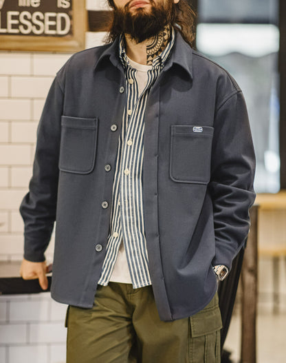 American Heavy Wool Pocket Loose Outerwear Thick Men's Shirt - Harmony Gallery