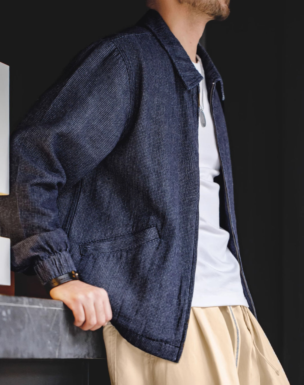 American Workwear Retro Denim Boxy Coach Men's Jacket - Harmony Gallery
