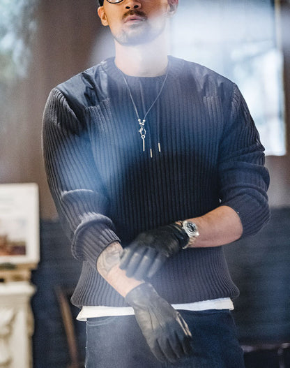 American Retro Vertical Striped Tough Guy Tactical Men's Sweater - Harmony Gallery