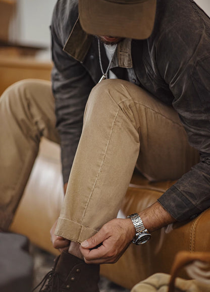 American Retro Casual Workwear Heavyweight Slim Men's Trousers - Harmony Gallery