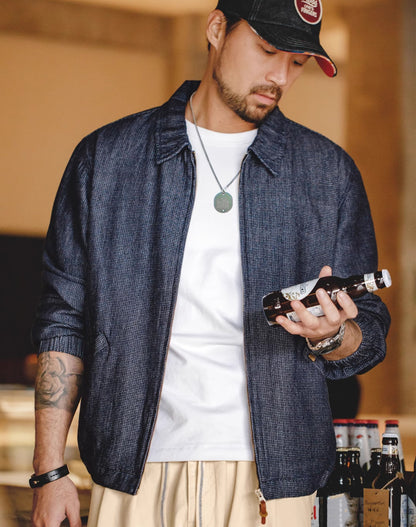 American Workwear Retro Denim Boxy Coach Men's Jacket - Harmony Gallery