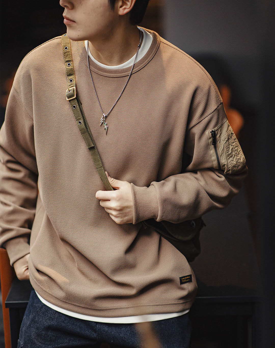 American Mountain MA1 Waffle Functional Versatile Men's Sweater - Harmony Gallery