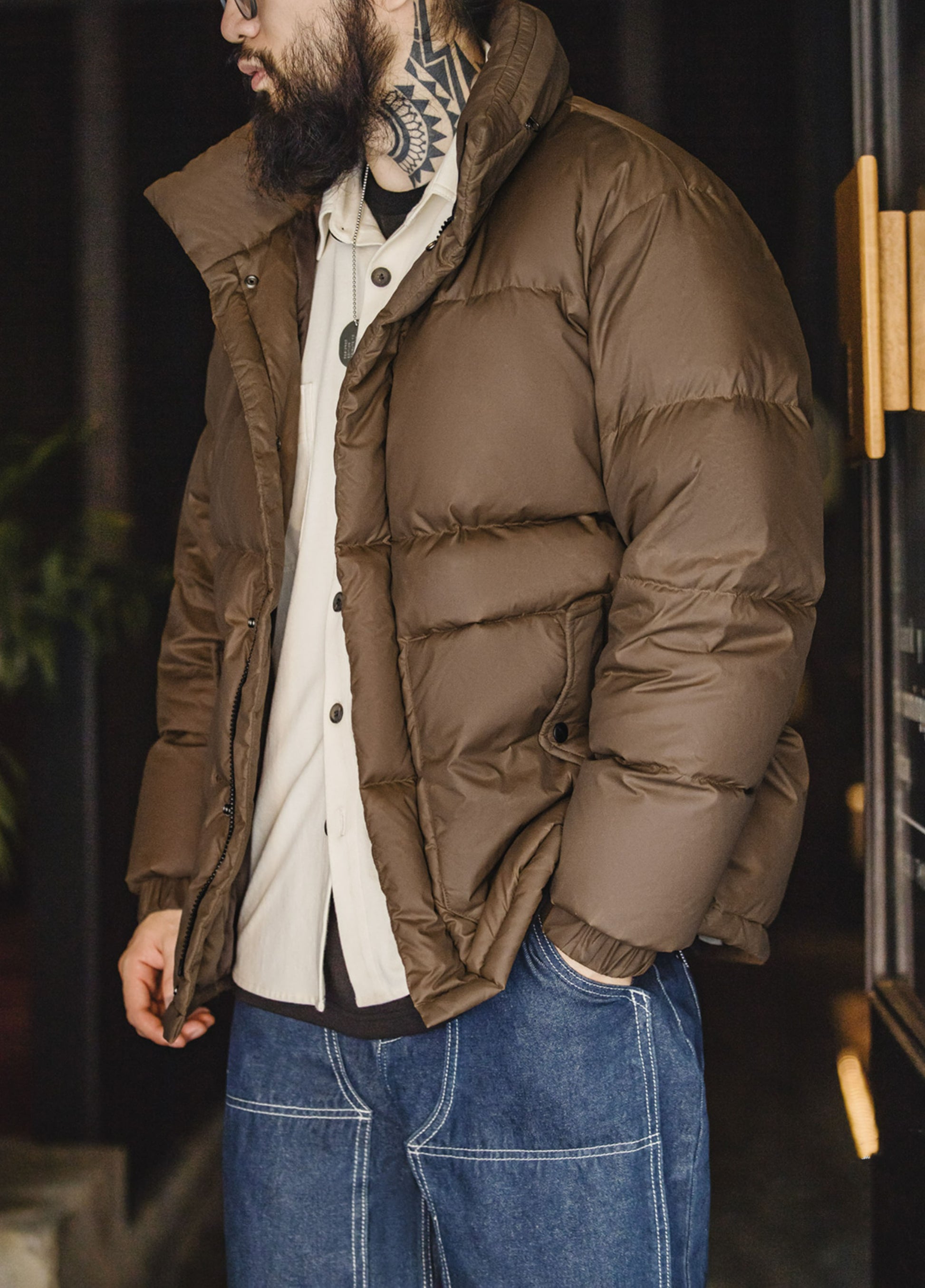American Retro Oil Wax Down Removable Hood Thickened Men's Jacket - Harmony Gallery