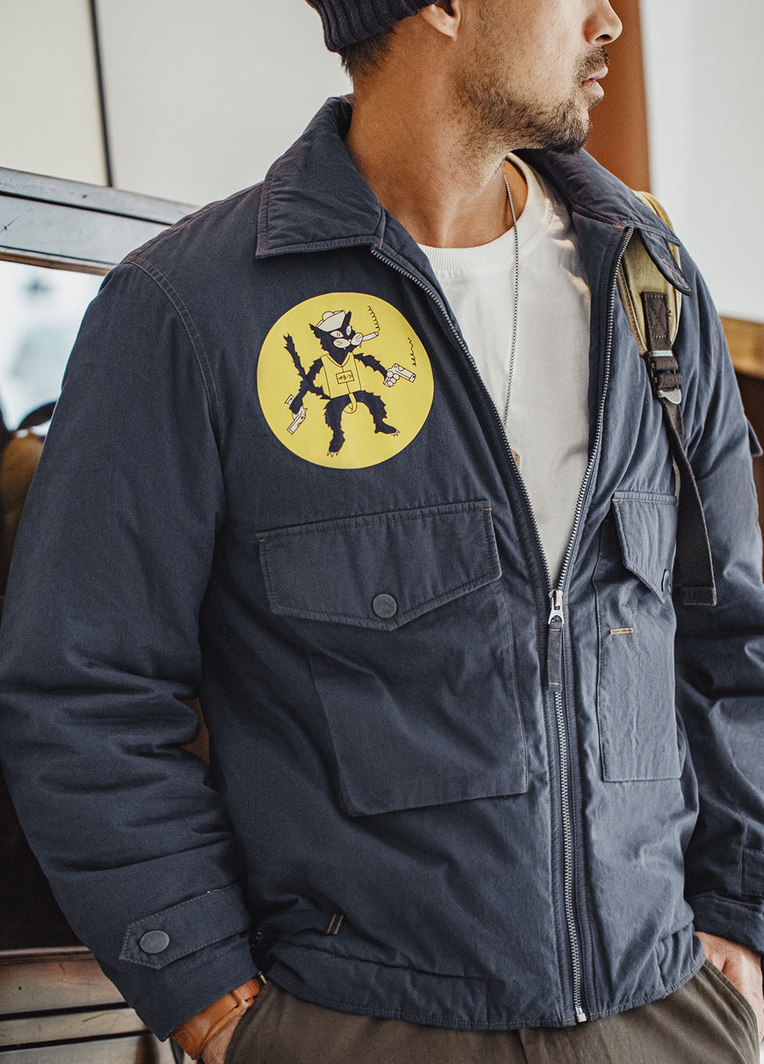 American Retro Black Cat Pilot Military Warm Winter Men's Jacket - Harmony Gallery