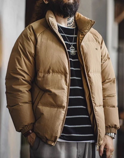 American Hoodless Waterproof 90 White Duck Down Warm Men's Jacket - Harmony Gallery