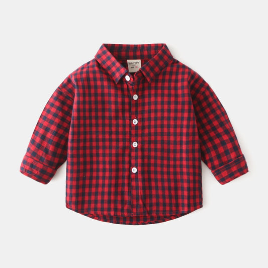Casual Fall and Spring Cotton Plaid Boy's Shirt - Harmony Gallery