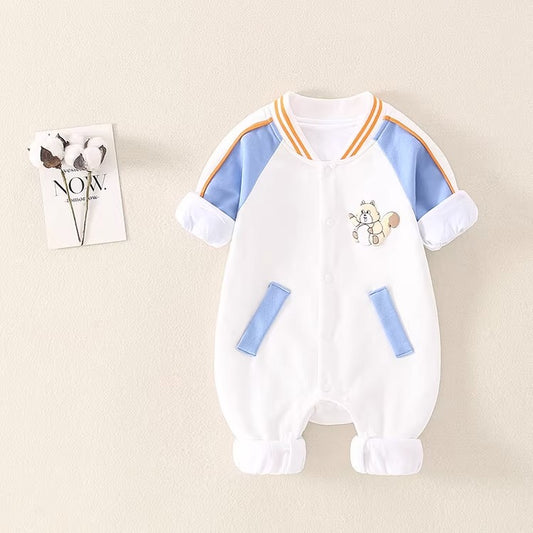 Spring and Autumn Double Layer Cute Full Moon Baby Boy's Romper - Harmony Gallery