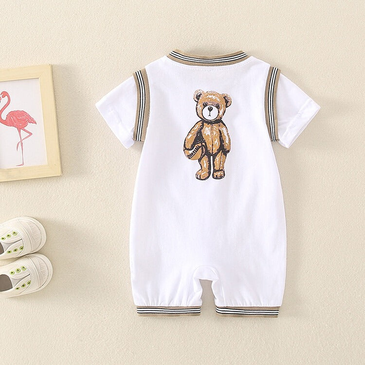 Summer Newborn Cartoon Full Moon Short-Sleeved Baby Boy's Romper - Harmony Gallery