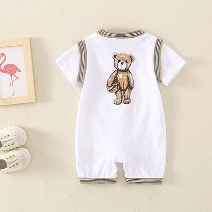 Summer Newborn Cartoon Full Moon Short-Sleeved Baby Boy's Romper - Harmony Gallery