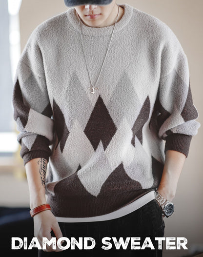 American Snow Mountain Velvet Contrast Color Men's Sweater - Harmony Gallery