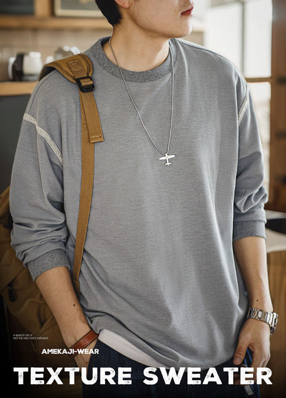 American Workwear Waffle Textured Bottoming Pullover Men's Sweater - Harmony Gallery