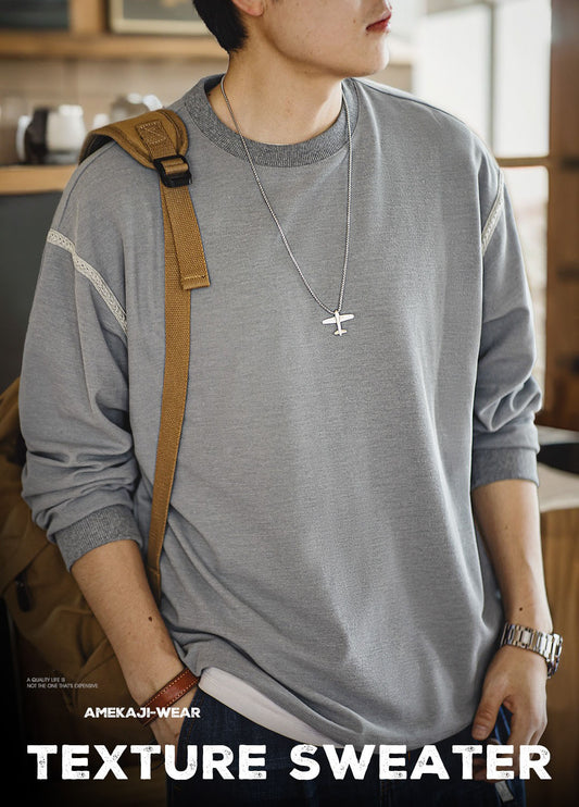 American Workwear Waffle Textured Bottoming Pullover Men's Sweater - Harmony Gallery