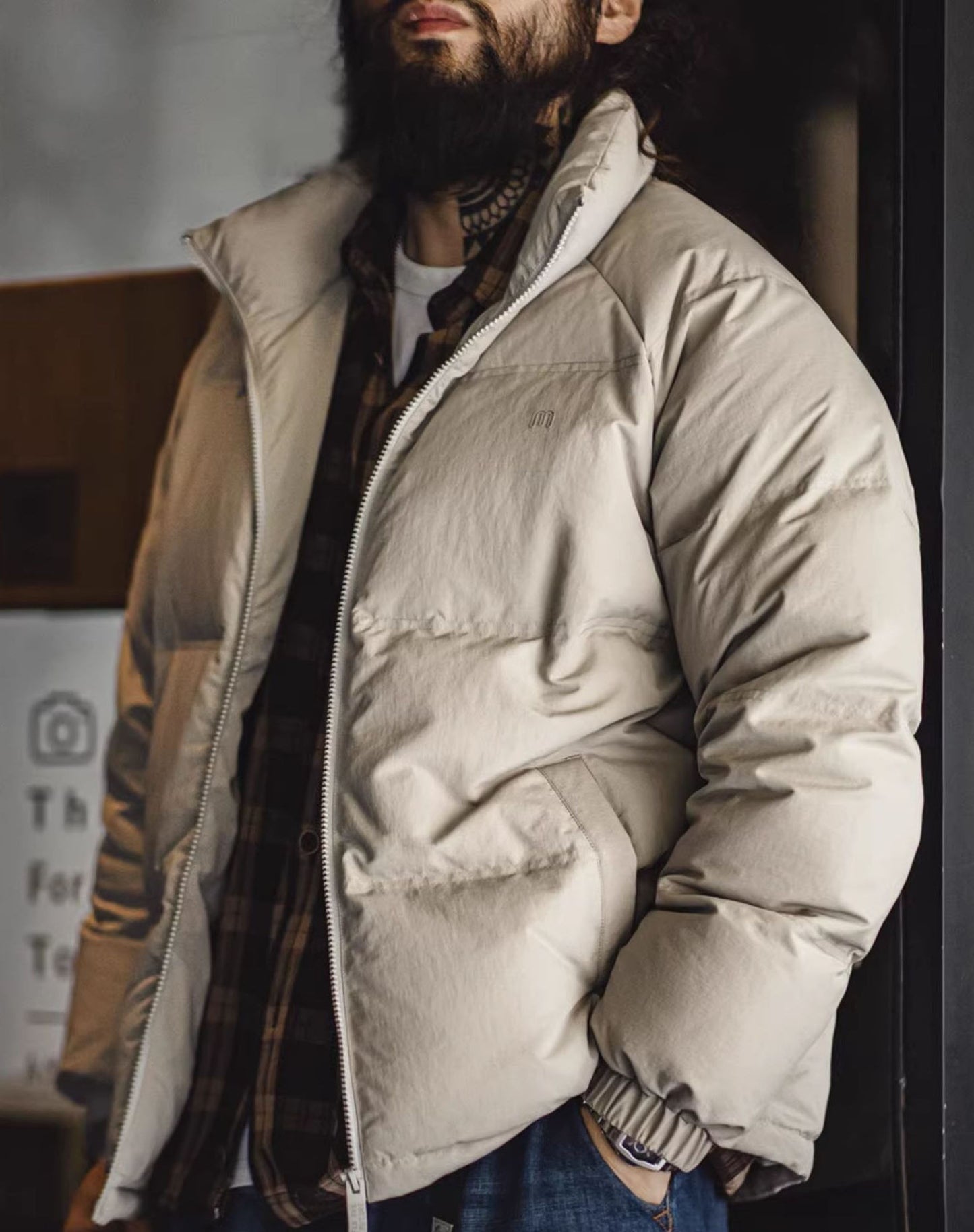 American Hoodless Waterproof 90 White Duck Down Warm Men's Jacket - Harmony Gallery